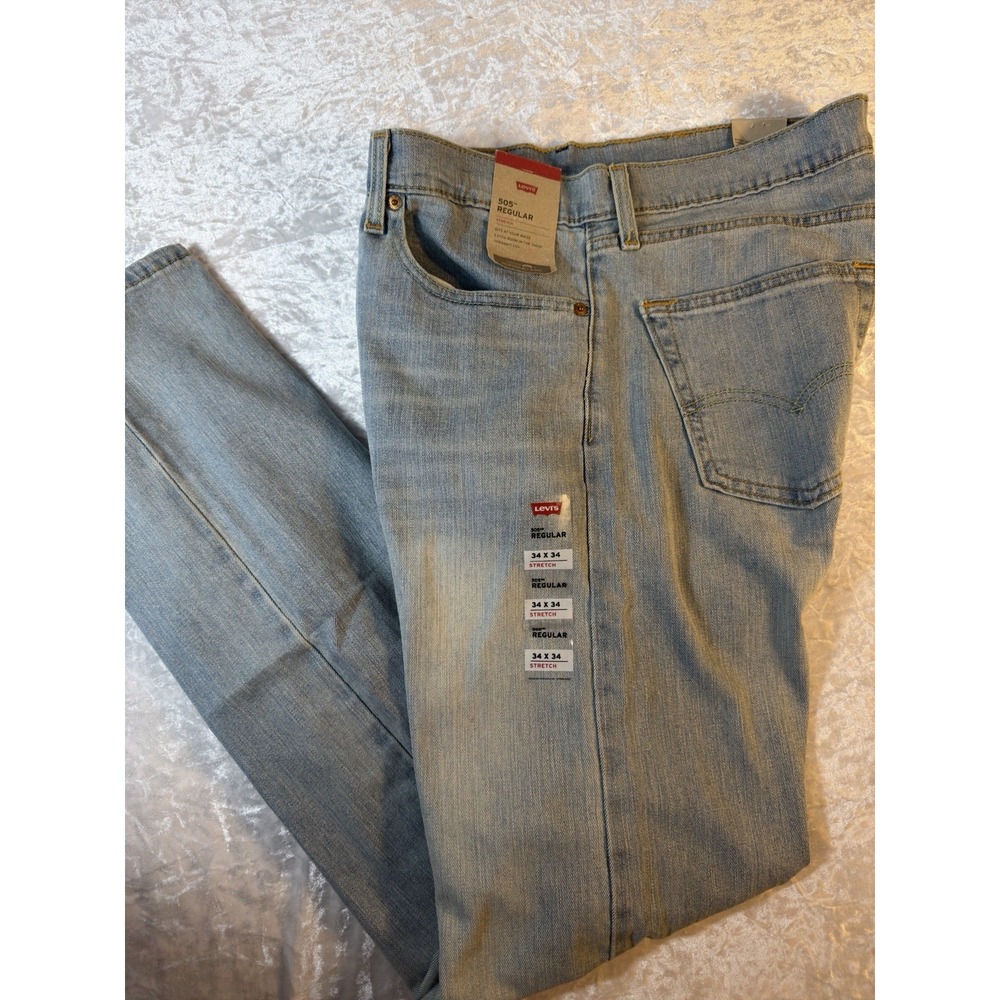 Levi's 505 Men's Jeans 34x34 Regular Fit Straight Leg Stretch Light Wash NWT